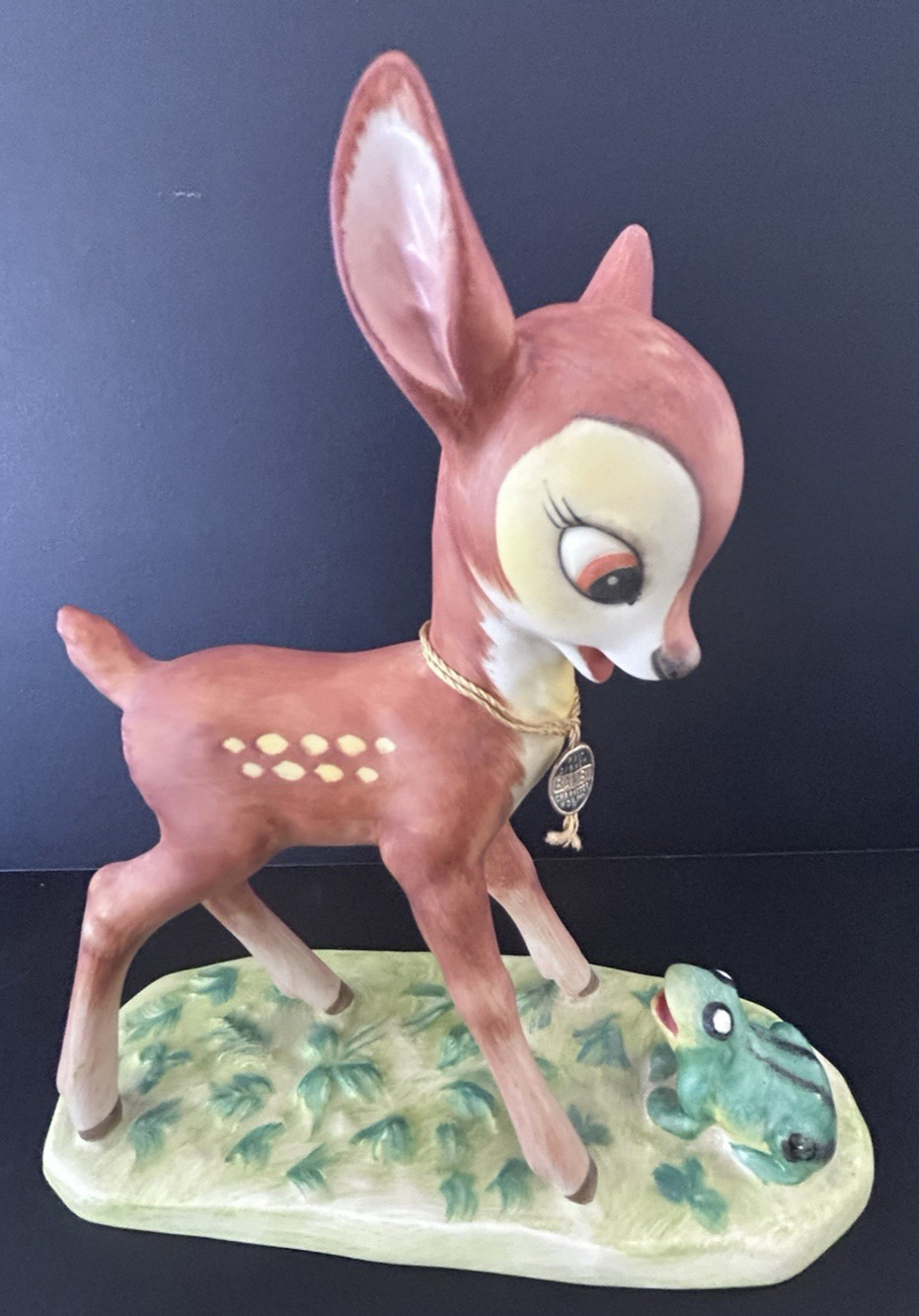 Disney Bambi with Frog Figurine With Tags 1950s Goebel Large 7" TMK 1 DIS 111